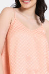 Zivame Checkered Sheen Woven Shorts Set - Pink Sand — thumbnail 5